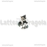 Gatto foro largo in metallo argento antico 14x9mm