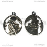Ciondolo Lupo Spirito Guida in metallo argento antico 28x19mm