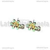 Orecchini Fiori in metallo gold plated smaltato azzurro 13x9mm
