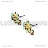 Orecchini Fiori in metallo gold plated smaltato azzurro 13x9mm