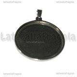 Ciondolo Base Tonda in Acciaio Inox per cammei 30mm