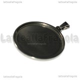Ciondolo Base Tonda in Acciaio Inox per cammei 30mm