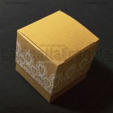 Scatola in Cartone Kraft Fantasia Merletto 5x5x5cm