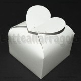 Scatola Chiusura Cuore in cartoncino Bianco Perlato 6x6x4.5cm