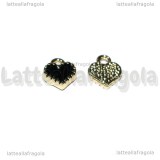 Charm Cuore in metallo dorato smaltato nero 8x7.5mm