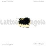 Charm Cuore in metallo dorato smaltato nero 8x7.5mm