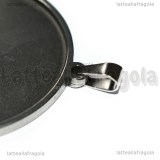 Ciondolo Base Tonda in Acciaio Inox per cammei 40mm