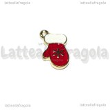 Charm Muffola Natalizia in metallo dorato smaltato 19x10,5mm