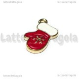 Charm Muffola Natalizia in metallo dorato smaltato 19x10,5mm
