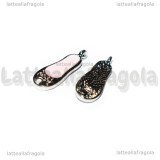 Ciondolo Scarpetta in metallo argentato smaltato rosa 22x7.5mm
