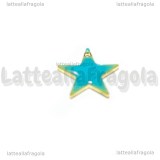 Charm Stella in ottone dorato smaltato azzurro 12mm