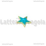 Charm Stella in ottone dorato smaltato azzurro 12mm