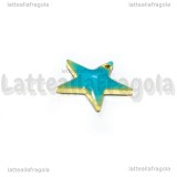 Charm Stella in ottone dorato smaltato azzurro 12mm