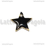 Charm Stella in ottone dorato smaltato nero 12mm