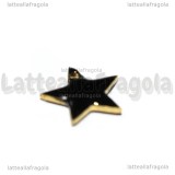 Charm Stella in ottone dorato smaltato nero 12mm