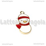 Charm Pupazzo di Neve in metallo dorato smaltato 20x12mm