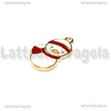 Charm Pupazzo di Neve in metallo dorato smaltato 20x12mm