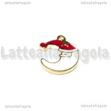 Charm Luna Natalizia in metallo dorato smaltato 19x14.5mm