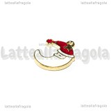 Charm Luna Natalizia in metallo dorato smaltato 19x14.5mm