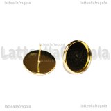 Coppia orecchini a perno in Acciaio inox dorato con base cammei 14mm 