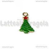 Charm Albero di Natale in metallo dorato smaltato 21x12mm