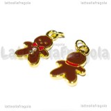 Charm Gingerbread in metallo dorato smaltato 22x11mm