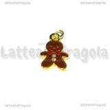 Charm Gingerbread in metallo dorato smaltato 22x11mm