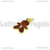 Charm Gingerbread in metallo dorato smaltato 22x11mm