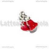 Ciondolo Campane di Natale 3D foro largo in metallo smaltato 16x16mm