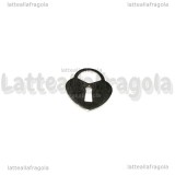 Ciondolo Cuore Lucchetto in Acciaio Inox 18x15mm