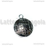 Ciondolo Mondo in metallo argento antico 24x20mm