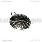 Ciondolo Mondo in metallo argento antico 24x20mm