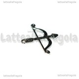 Ciondolo Arco con Freccia in metallo argento antico 25x25mm
