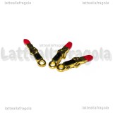 Charm Rossetto in metallo dorato smaltato 18x4mm