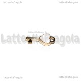 Charm Chiave in metallo dorato smaltato rosa 16x7mm