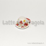 Set tazzina con piattino in ceramica bianca con decorazioni cuoricini dipinti