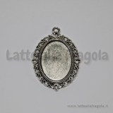 Base Cammeo in metallo argento antico per cammei 25x18mm