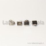 10 Capocorda per organza in metallo toni argentati 6x8mm