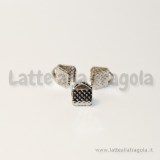 Capocorda per organza in metallo toni argentati 6x8mm