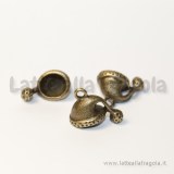 Ciondolo 3D cappello Babbo Natale in metallo color bronzo 18x11x14mm