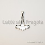 Ciondolo Martello di Thor Mjolnir in metallo argento antico 37x25mm