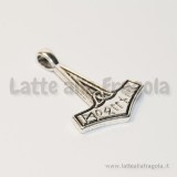 Ciondolo Martello di Thor Mjolnir in metallo argento antico 37x25mm