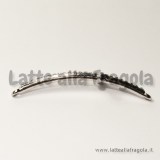 Connettore Croce in metallo argentato con strass 54x16mm