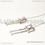 Corpo 3D bambolina in metallo argento antico 45x12mm