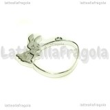 Ciondolo Bezel Uovo con Coniglietto in metallo argentato 36x35mm