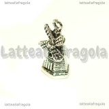Charm Mulino a Vento 3D in metallo argentato 19x10mm