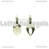 Portapendente Foglia da incollare in metallo argento antico 21x8mm