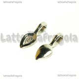 Portapendente Foglia da incollare in metallo argentato 21x8mm