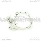 Ciondolo Bezel Uovo con Coniglietto in metallo argentato 36x35mm
