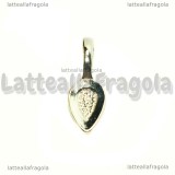 Portapendente Foglia da incollare in metallo argentato 21x8mm